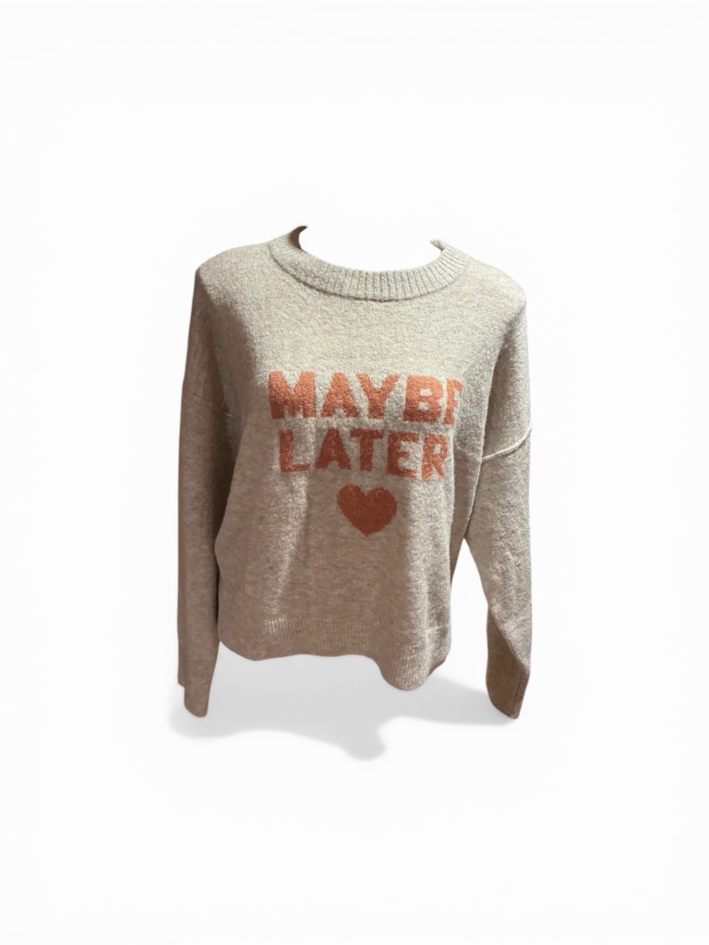 American Eagle Outfitters Beige Knit Crew Sweater